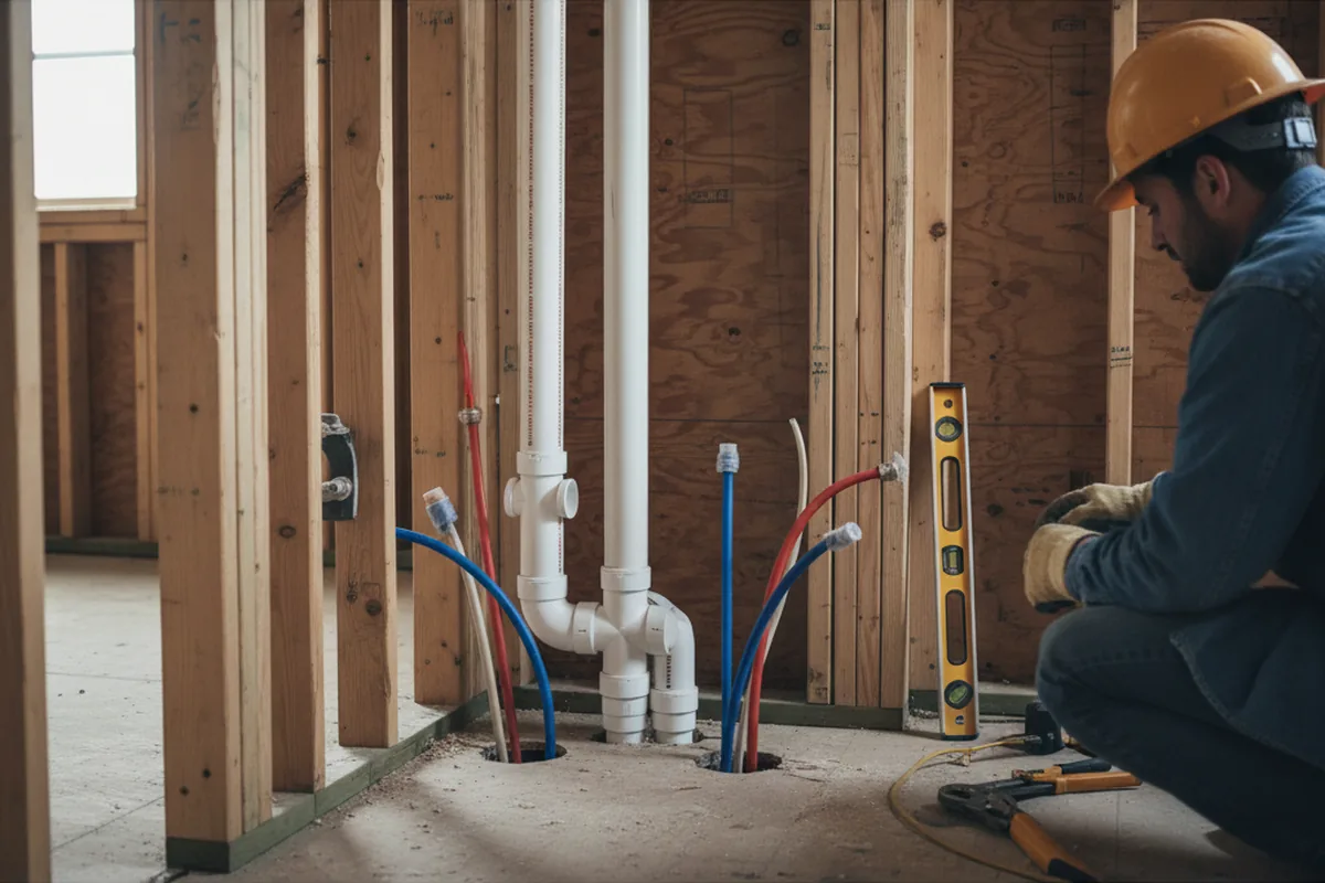 Drain and supply rough-in during Sump Pump Repair in Hollytree