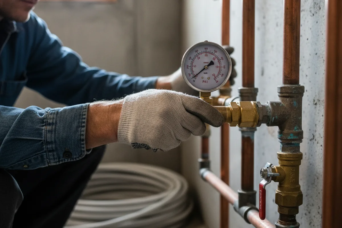 Pressure testing a repaired line during Water Line Repair in Hollytree